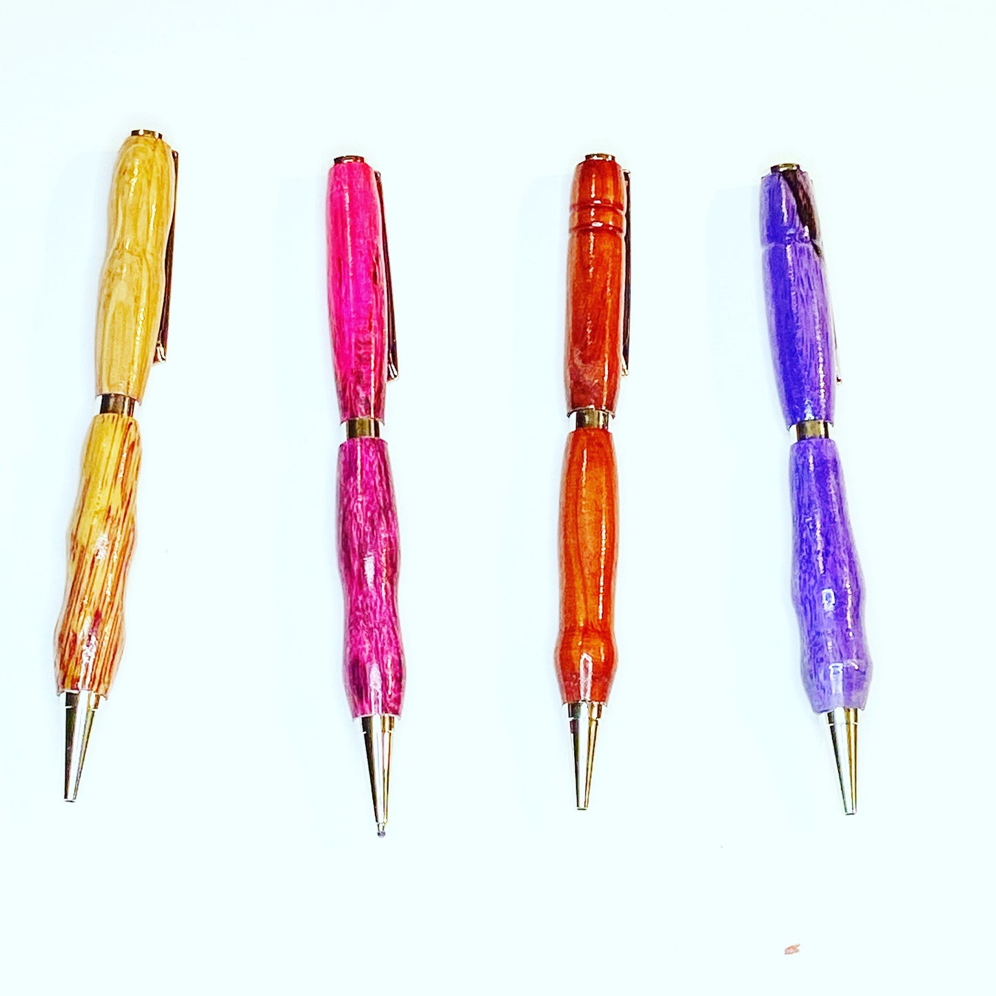 Hand turned wood pens, wine barrel, cedar, dyed spalted tamarind, Slim line pens, twist pens