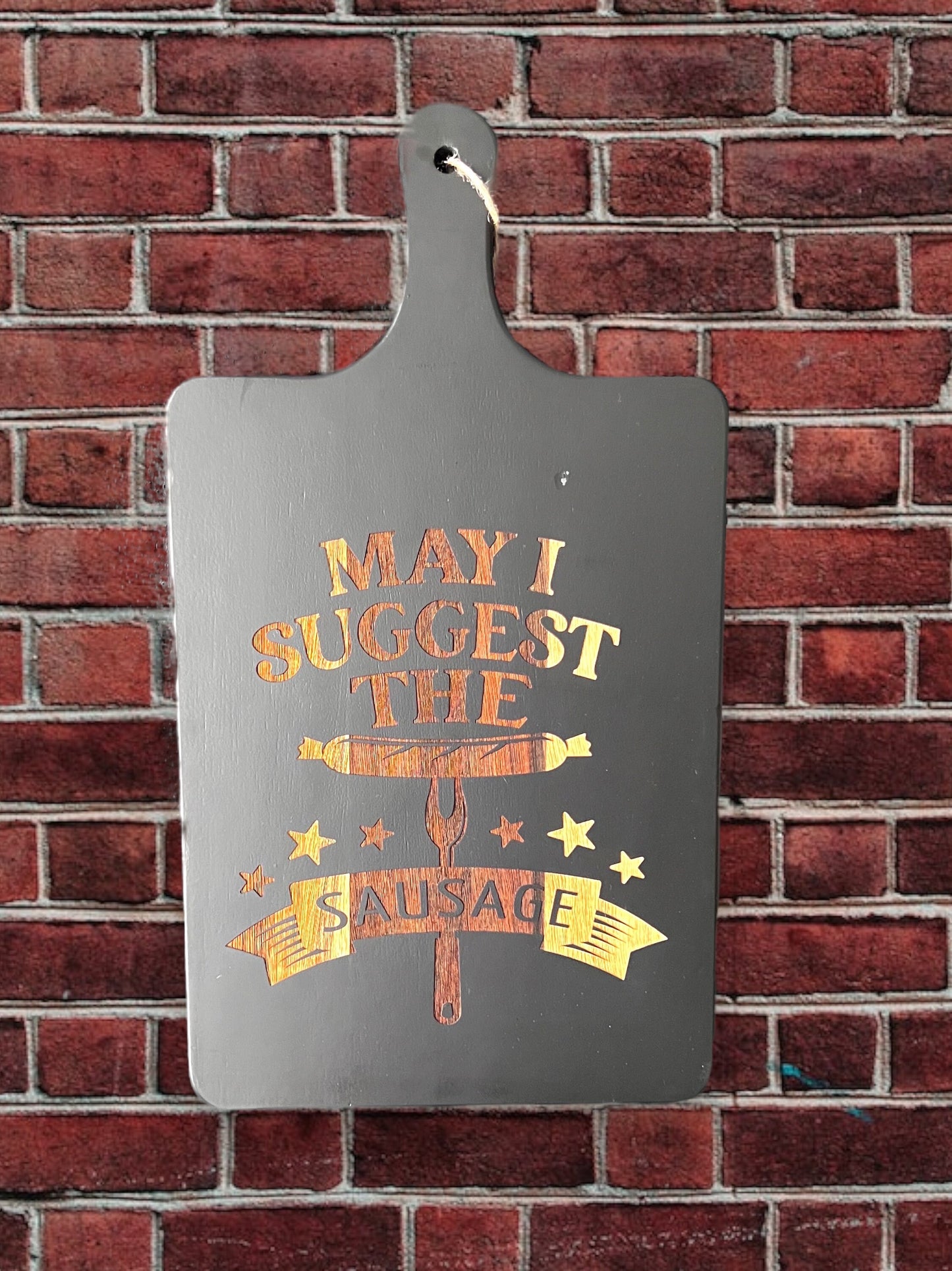 BBQ lovers black & acacia wood cutting board, serving board.