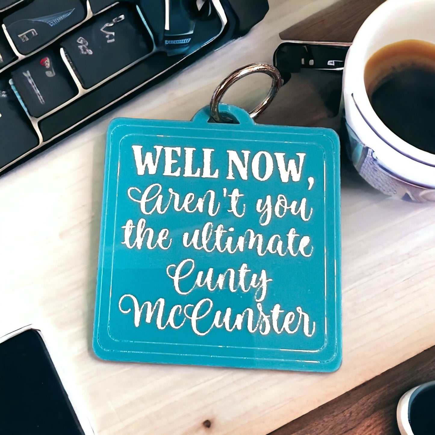 Custom Engraved Acrylic Keychain - "OMG No One F***ing Cares" - Personalized Square Accessory - Unique Gift Idea