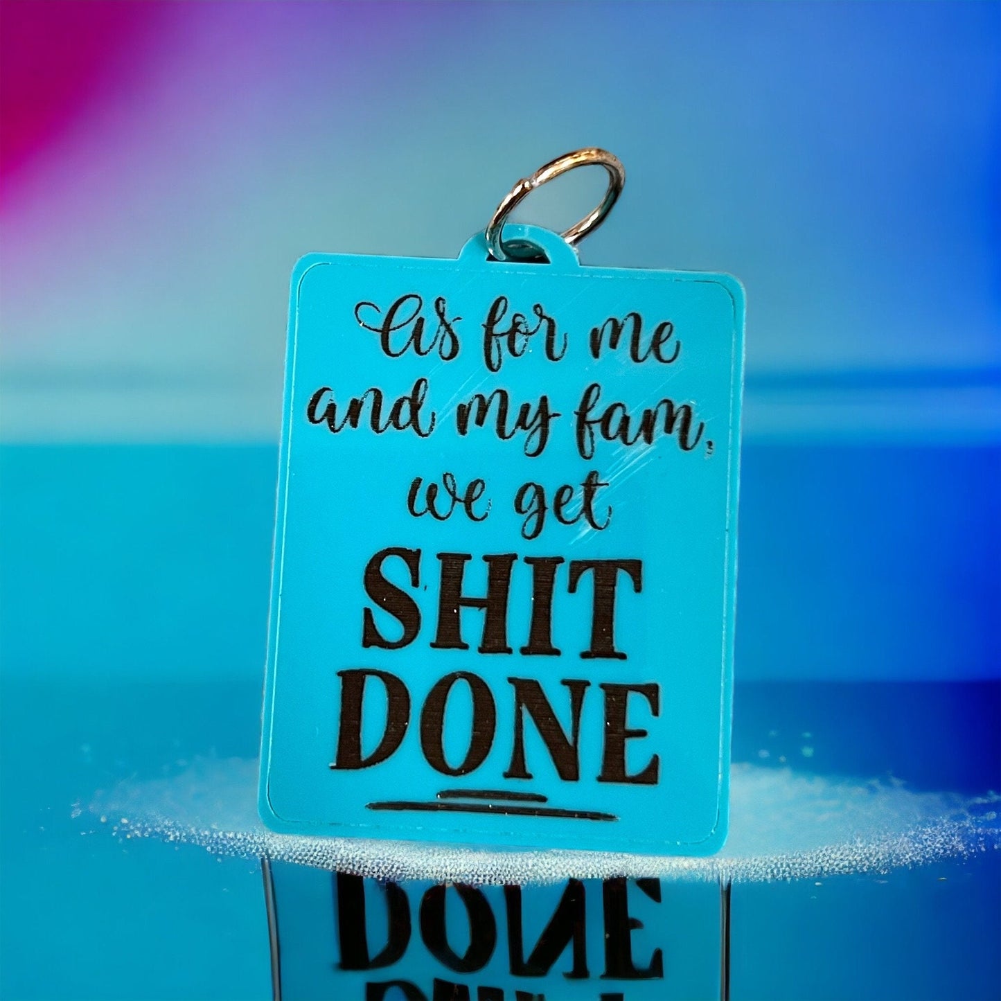 Custom Engraved Acrylic Keychain - "OMG No One F***ing Cares" - Personalized Square Accessory - Unique Gift Idea