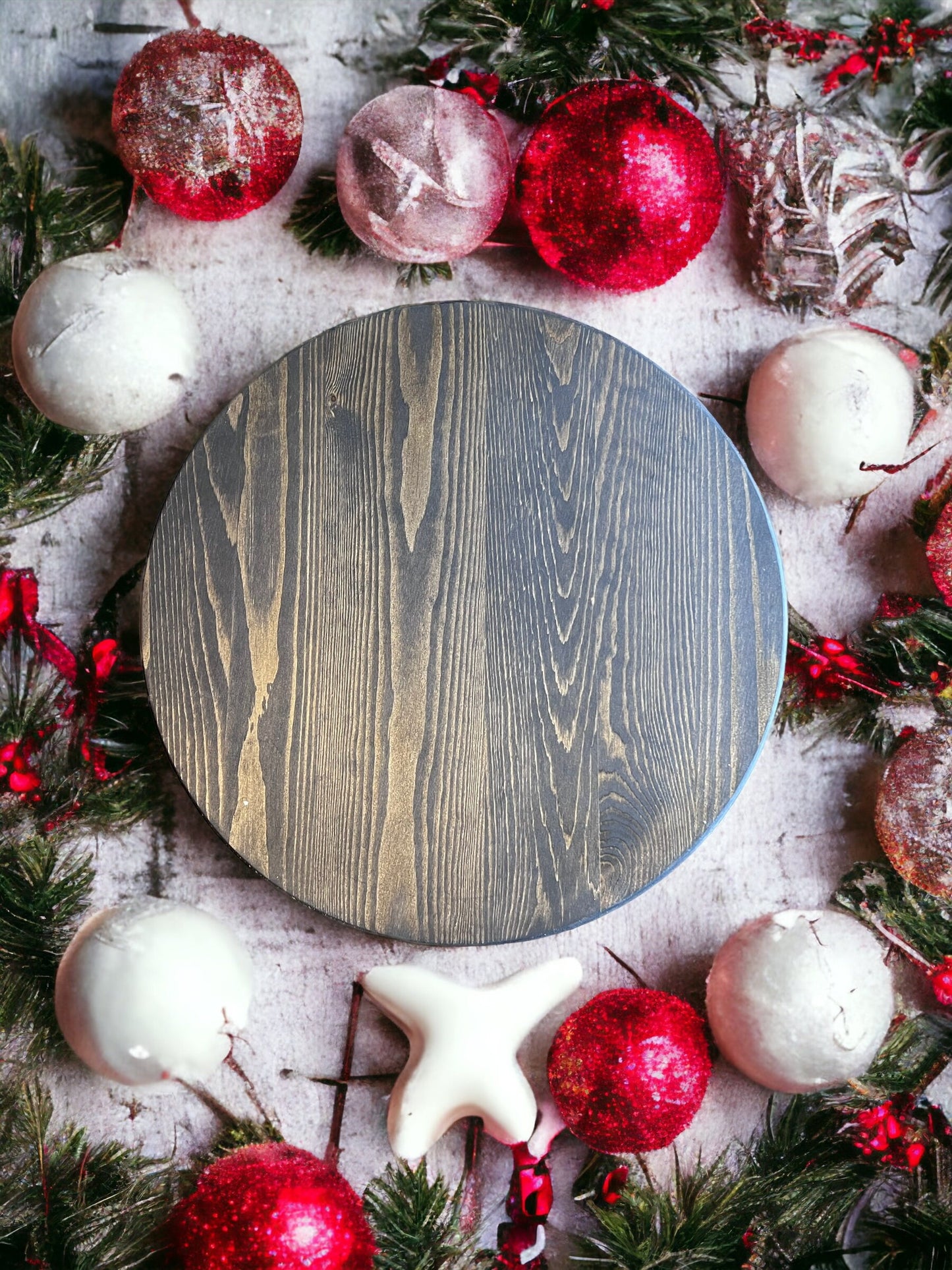 Personalized Christmas Door Hanger Sign - 15" Round Solid Wood