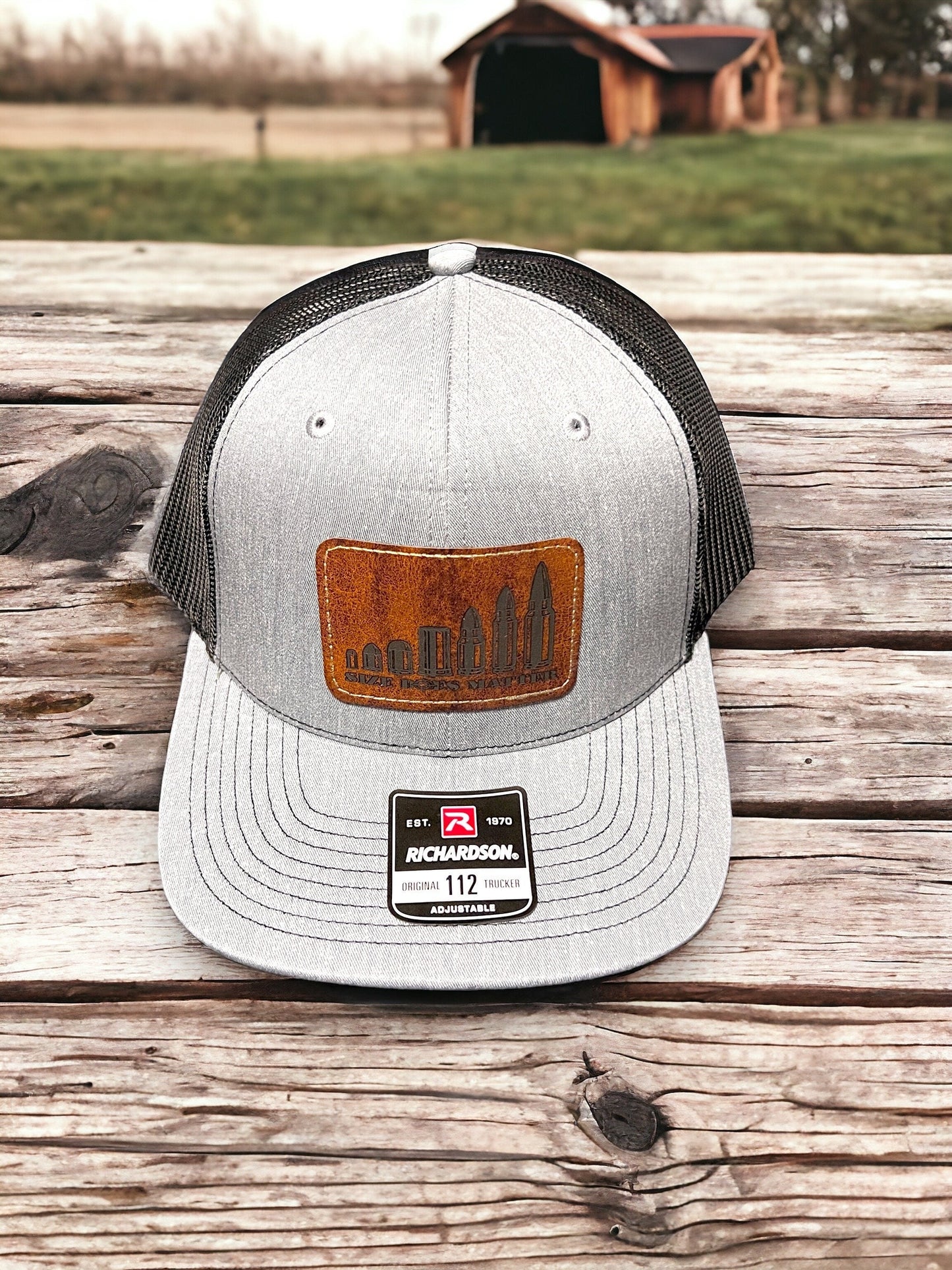 Size does Matter, 2A, leather patch Richardson Trucker hat