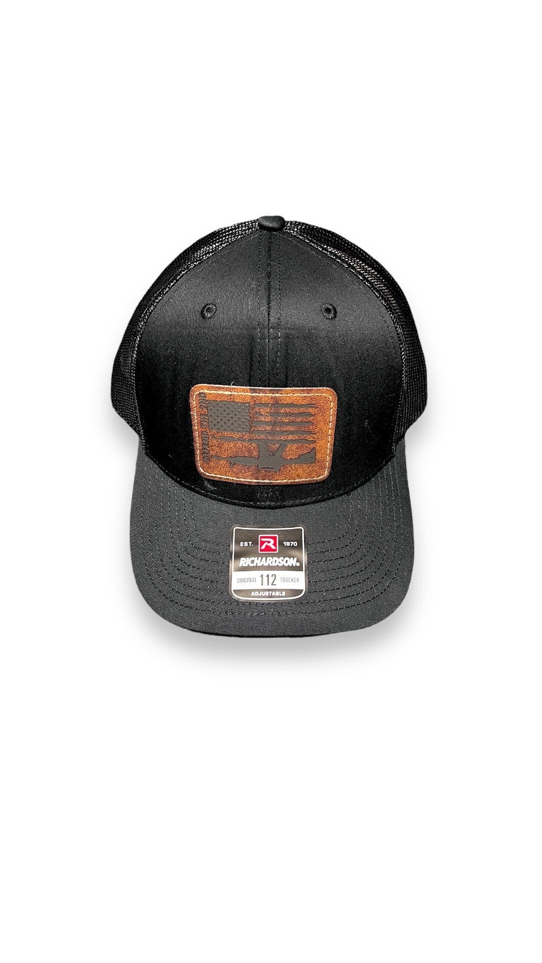 Defend the 2nd, 2A, American Flag, leather patch Richardson Trucker hat