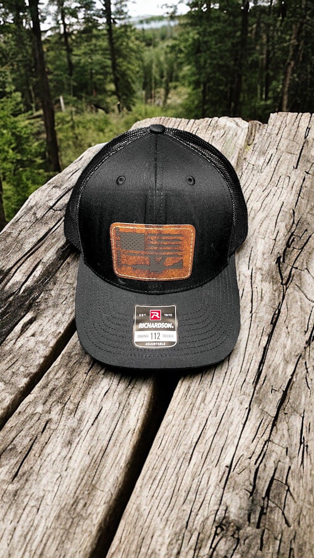 Defend the 2nd, 2A, American Flag, leather patch Richardson Trucker hat