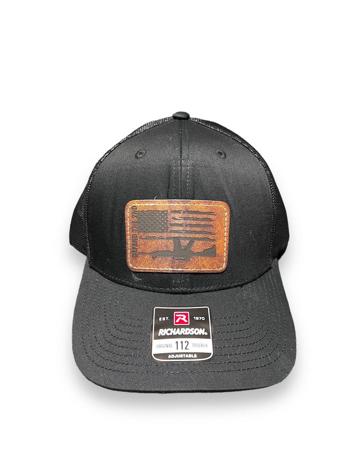 Defend the 2nd, 2A, American Flag, leather patch Richardson Trucker hat