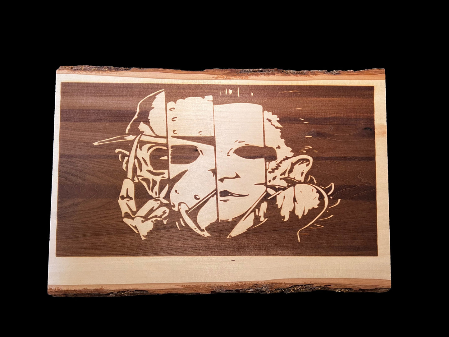 Halloween Killers Horror Themed live edge wooden sign