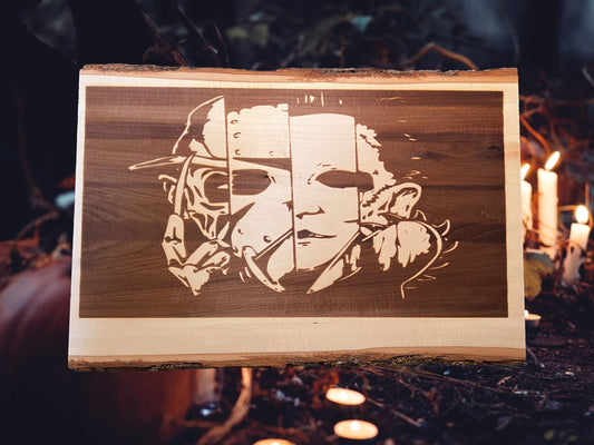 Halloween Killers Horror Themed live edge wooden sign