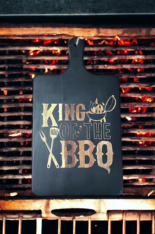 King of the Grill black acacia wood cutting board, serving board.