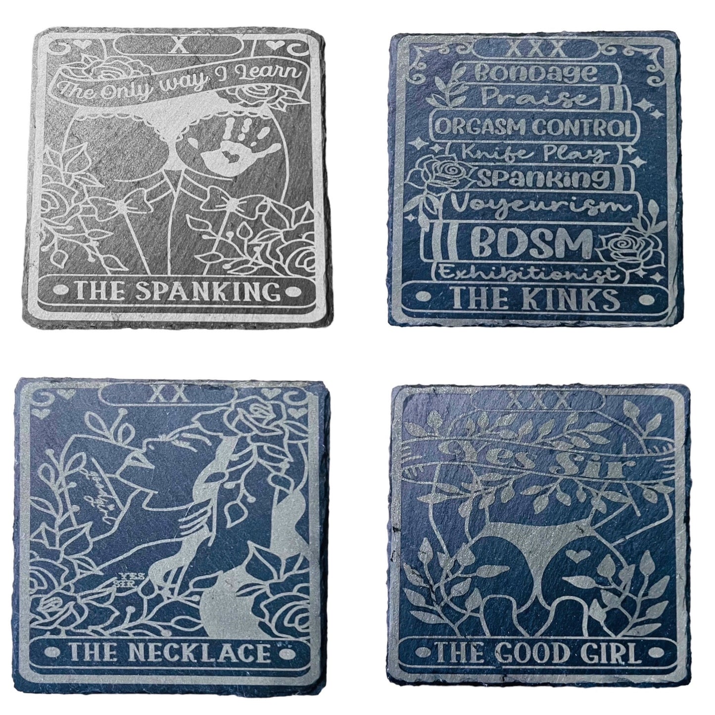 Naughty Tarot Card BDSM slate coasters