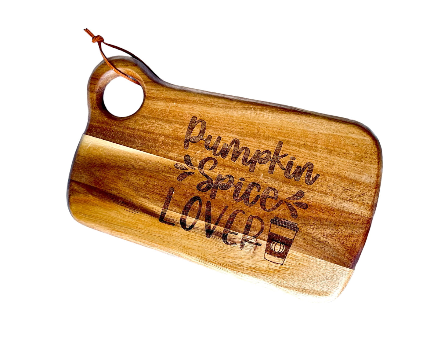 Pumpkin Spice Lover Acacia Wood Bread Board, chopping board with handle