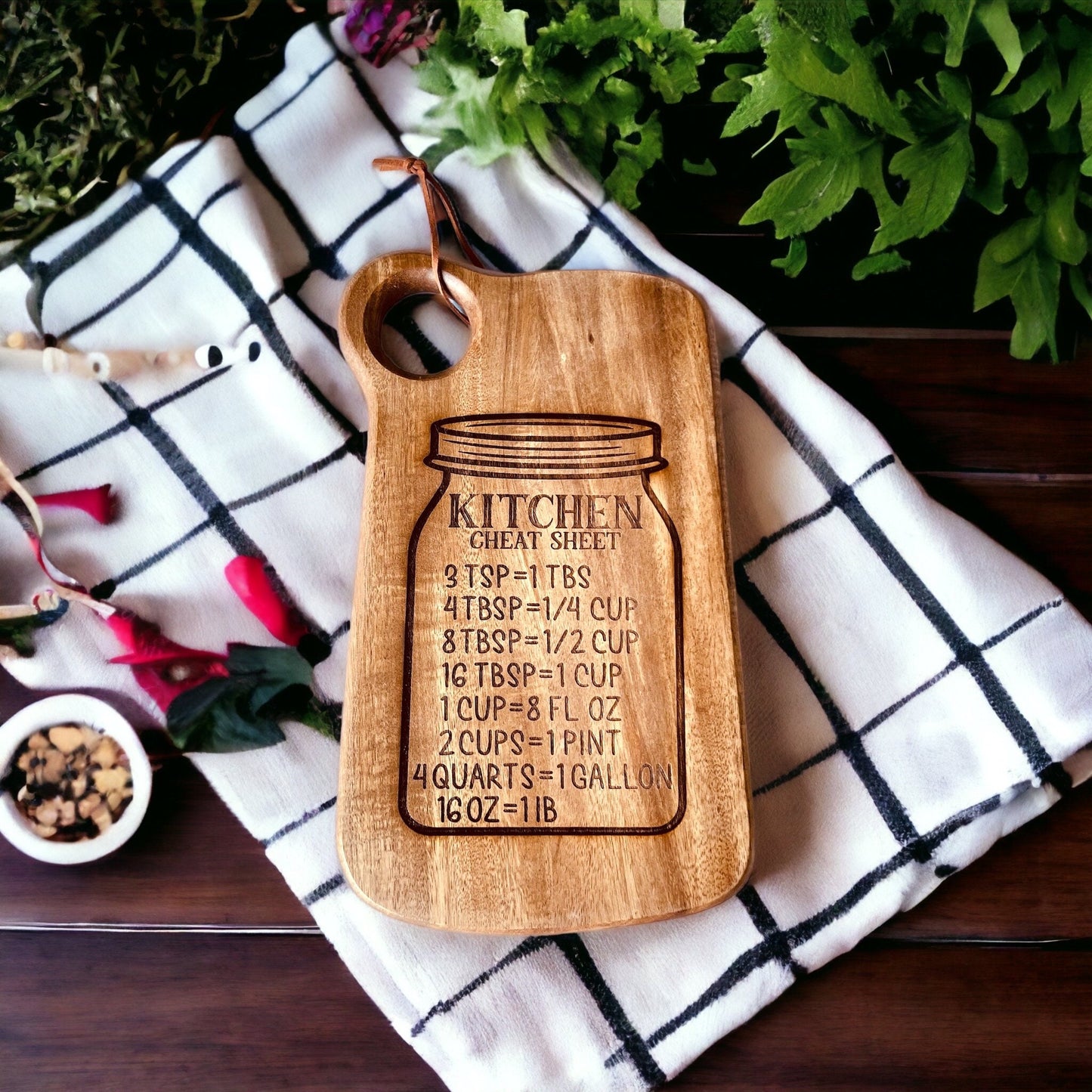 Kitchen Conversion Acacia Wood Bread Board, chopping board with handle