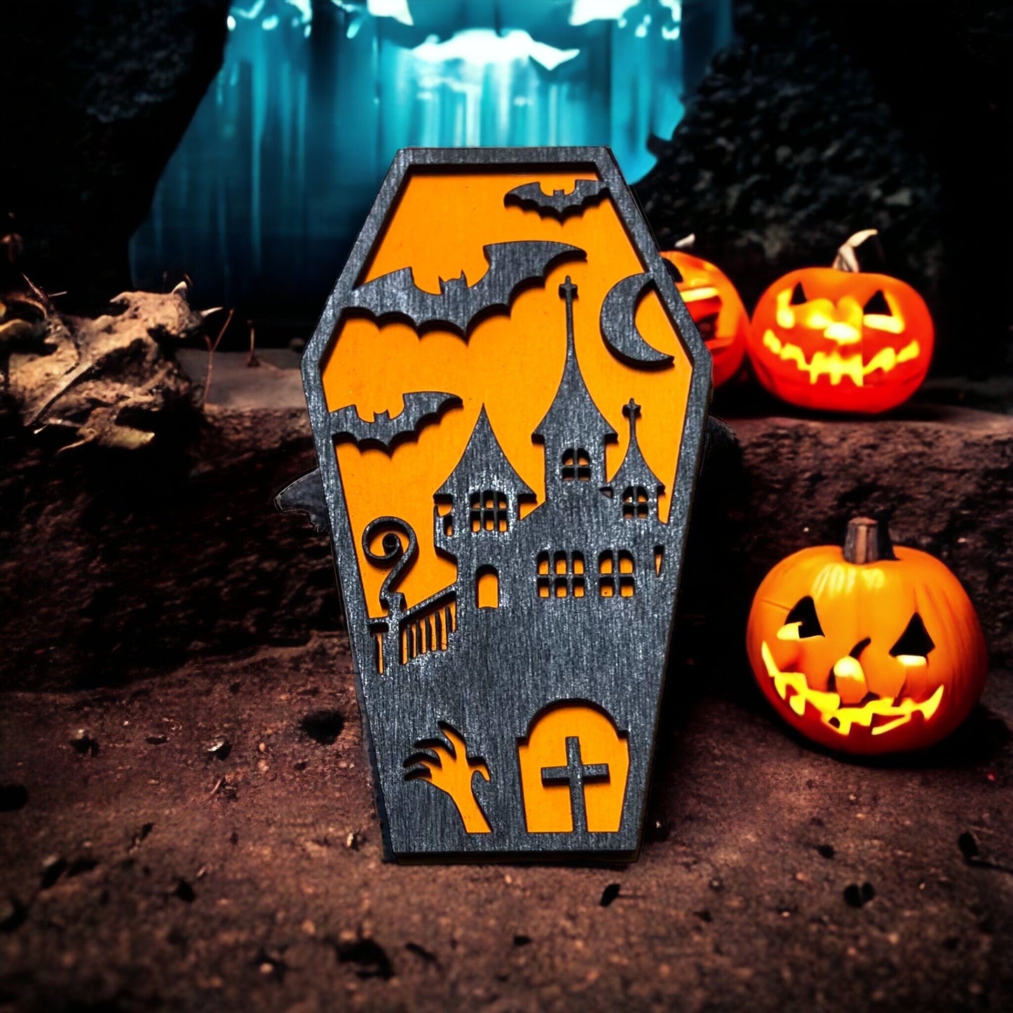 Halloween coffins shelf sitters/ decor