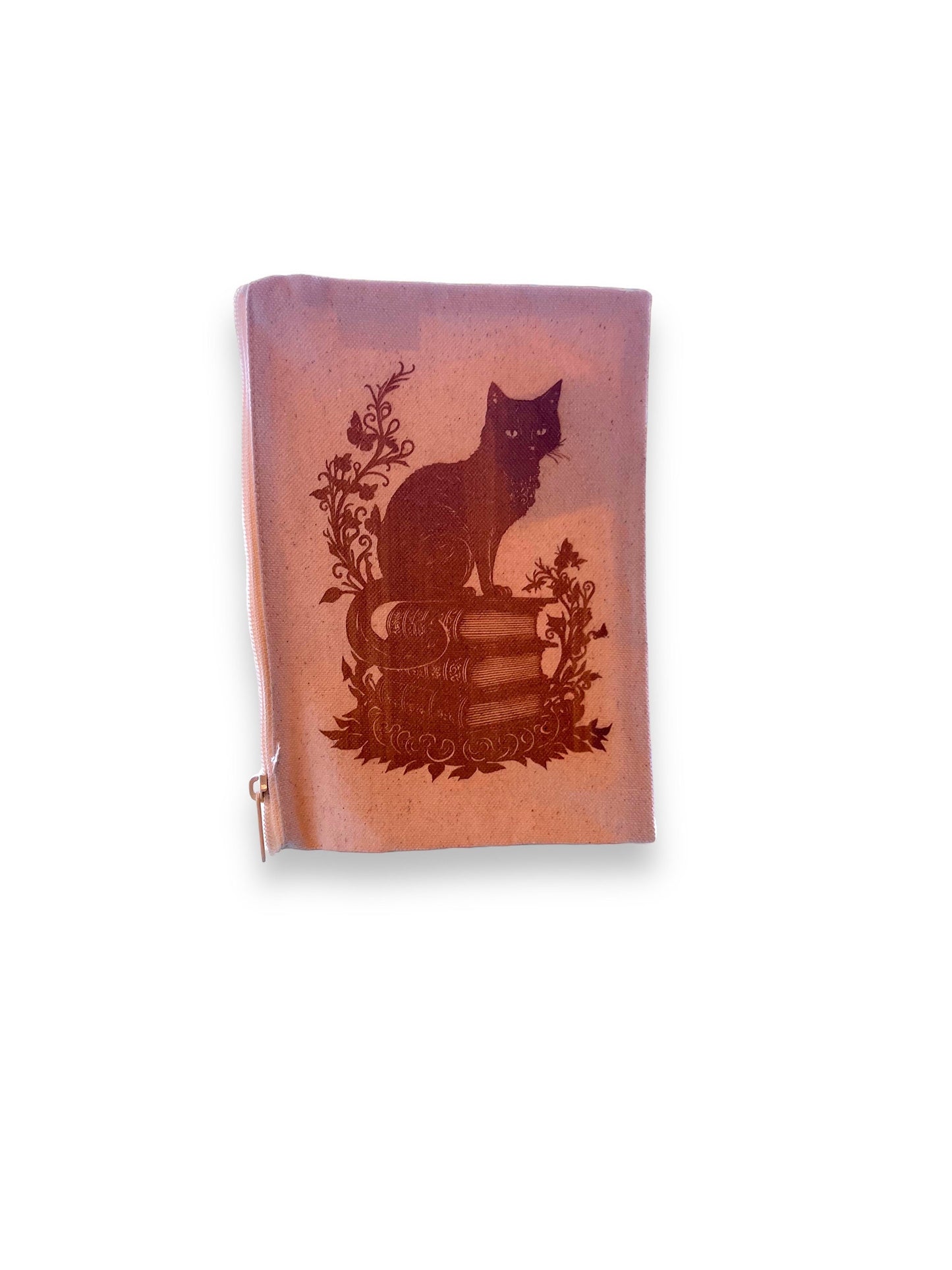 XL Black Cat on Books canvas bag