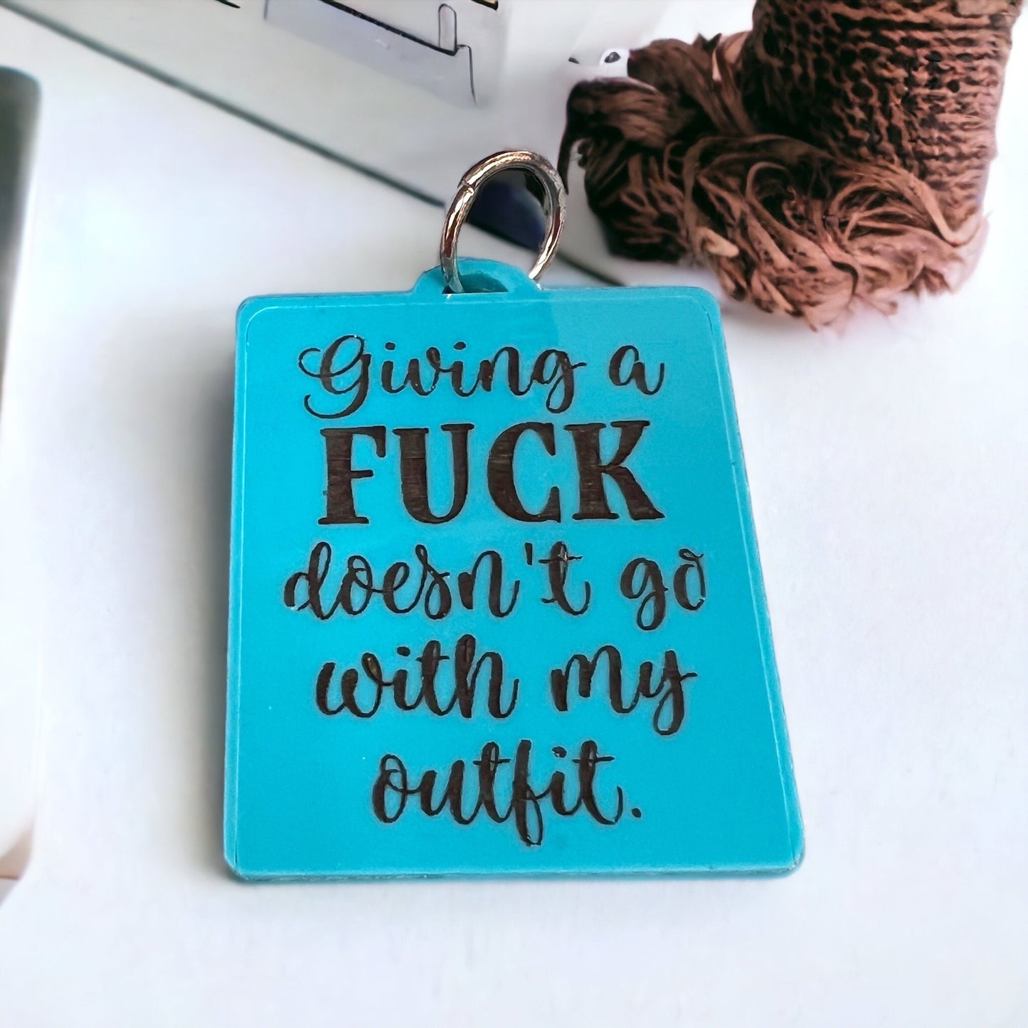 Custom Engraved Acrylic Keychain - "OMG No One F***ing Cares" - Personalized Square Accessory - Unique Gift Idea