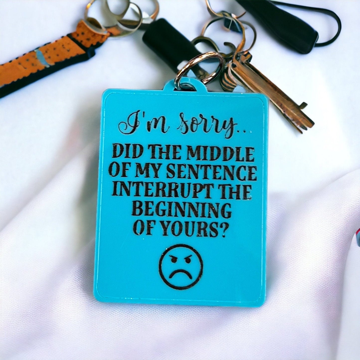 Custom Engraved Acrylic Keychain - "OMG No One F***ing Cares" - Personalized Square Accessory - Unique Gift Idea