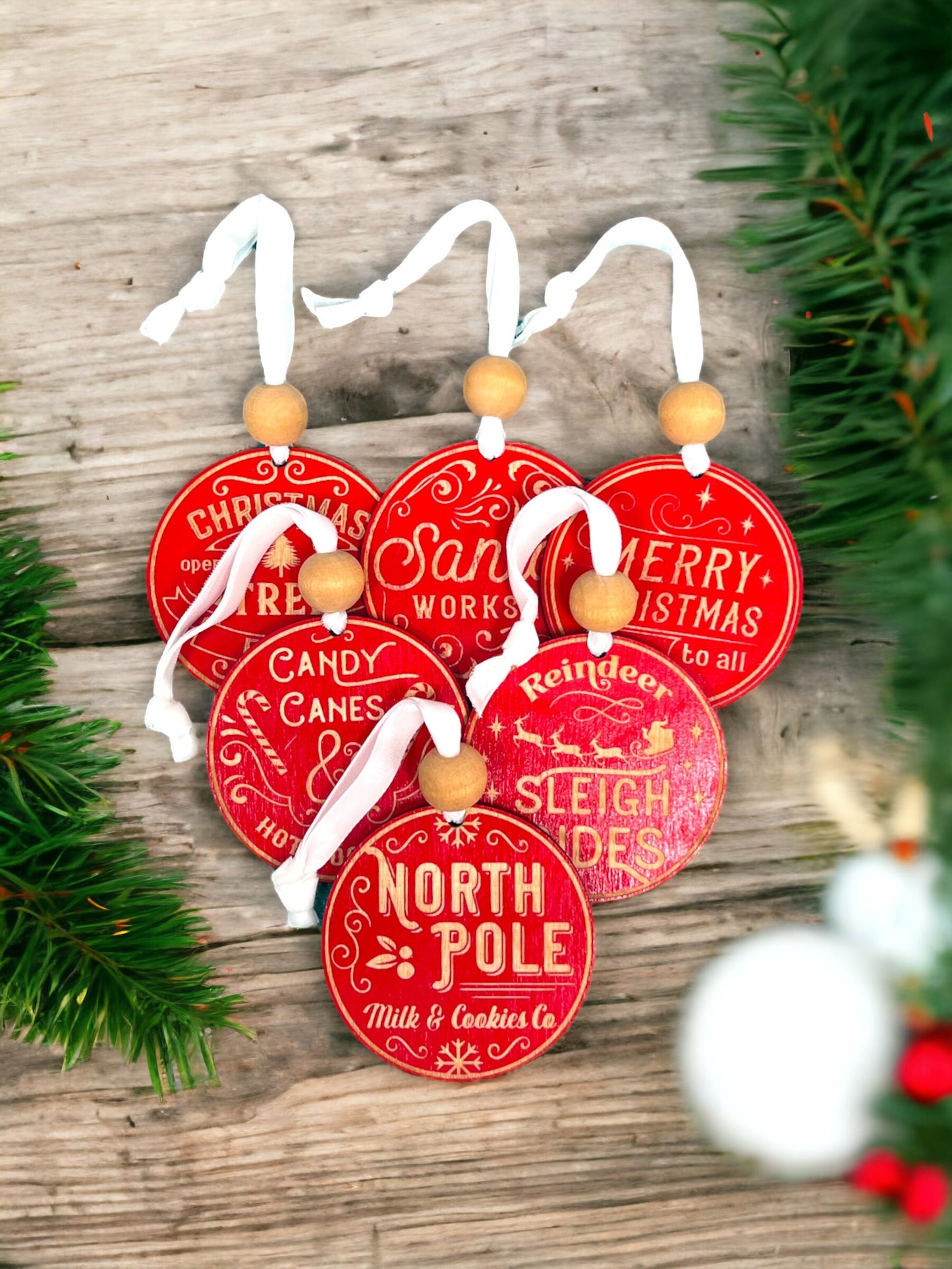 Handcrafted Wood Traditional Style Christmas Ornaments