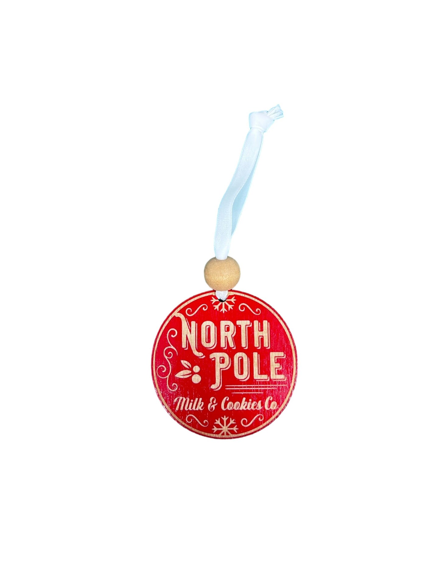 Handcrafted Wood Traditional Style Christmas Ornaments with velvet ribbons