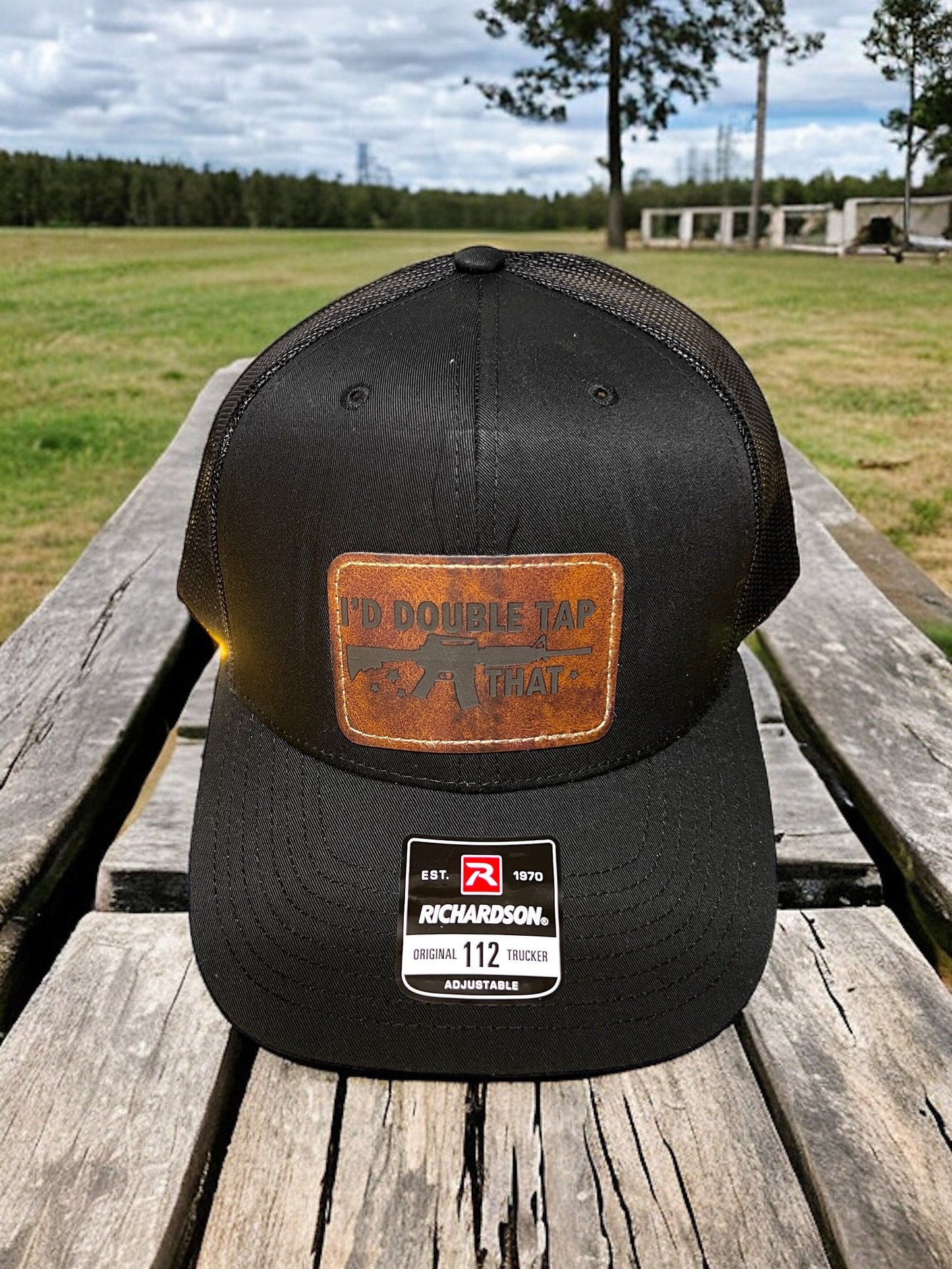 I’d Double Tap That,  leather patch Richardson Trucker hat