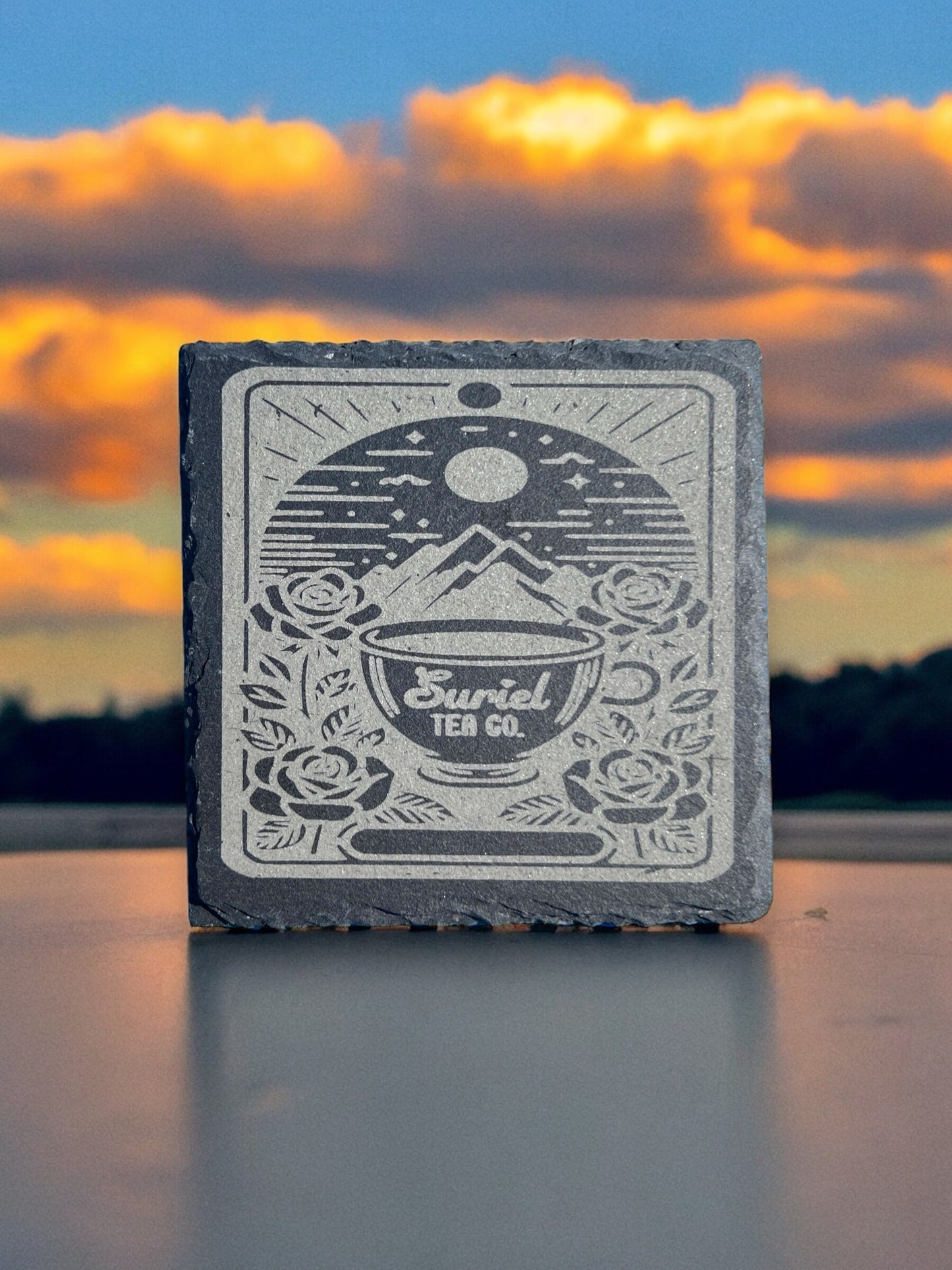 Surial Tea Co Book themed Tarot Card slate coasters