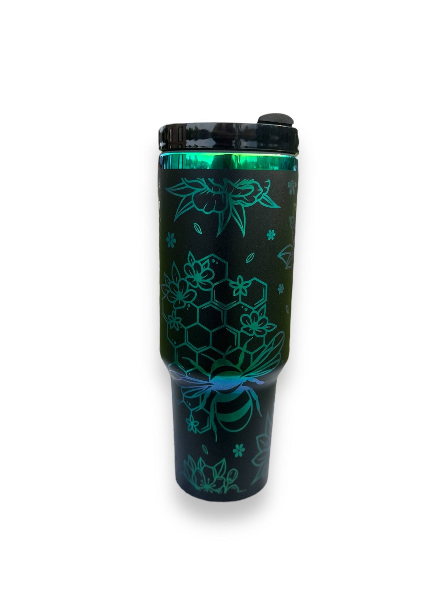 Save the Bee’s 40 oz spill proof Black Chroma holigraphic Tumbler