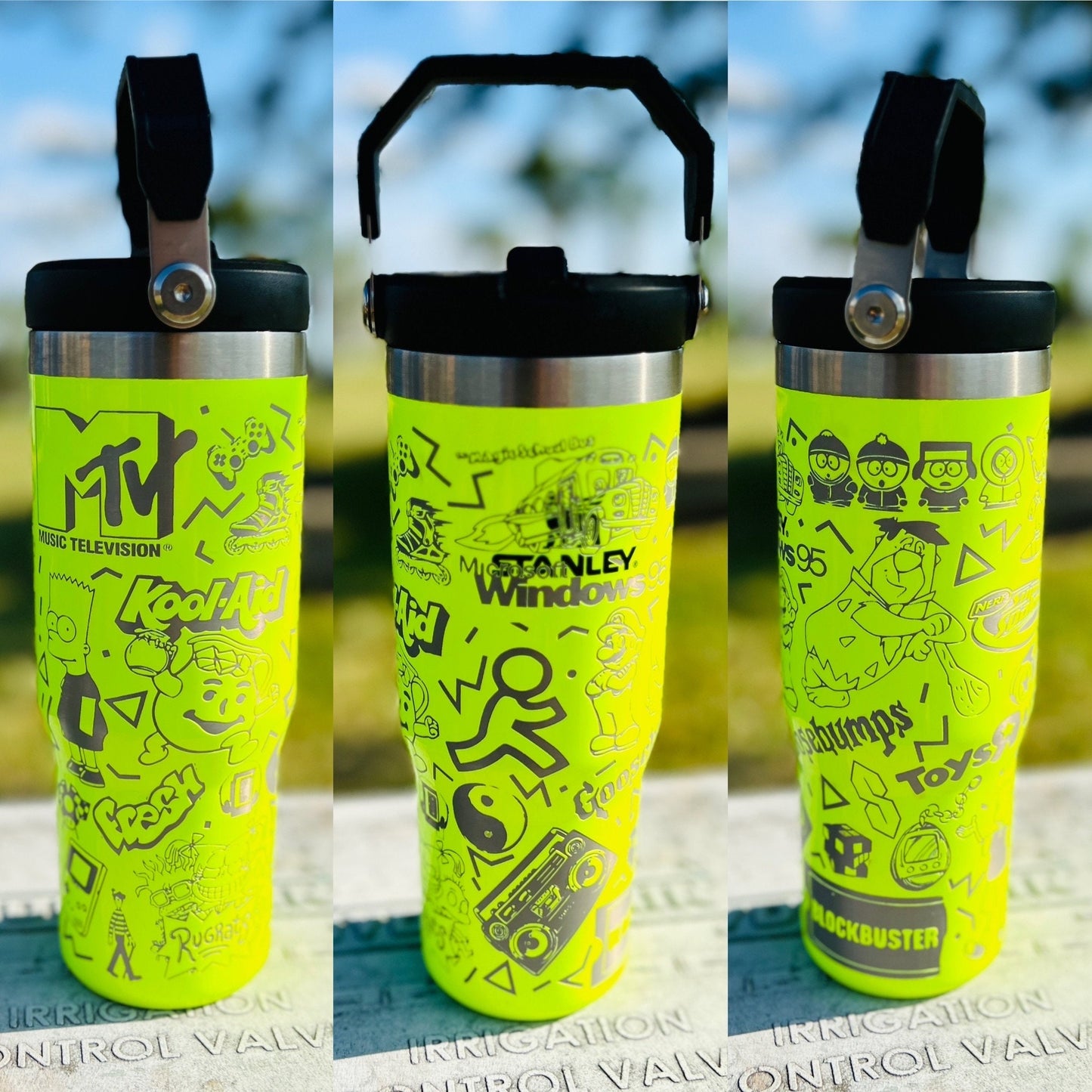 Take me back to the 90’s! Retro style 30 oz spill proof Tumbler with top carry handle