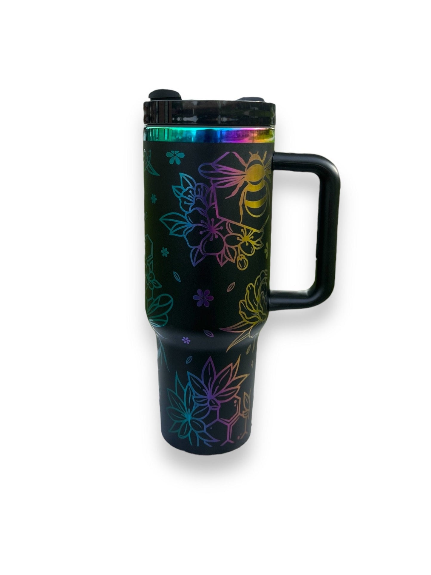 Save the Bee’s 40 oz spill proof Black Chroma holigraphic Tumbler