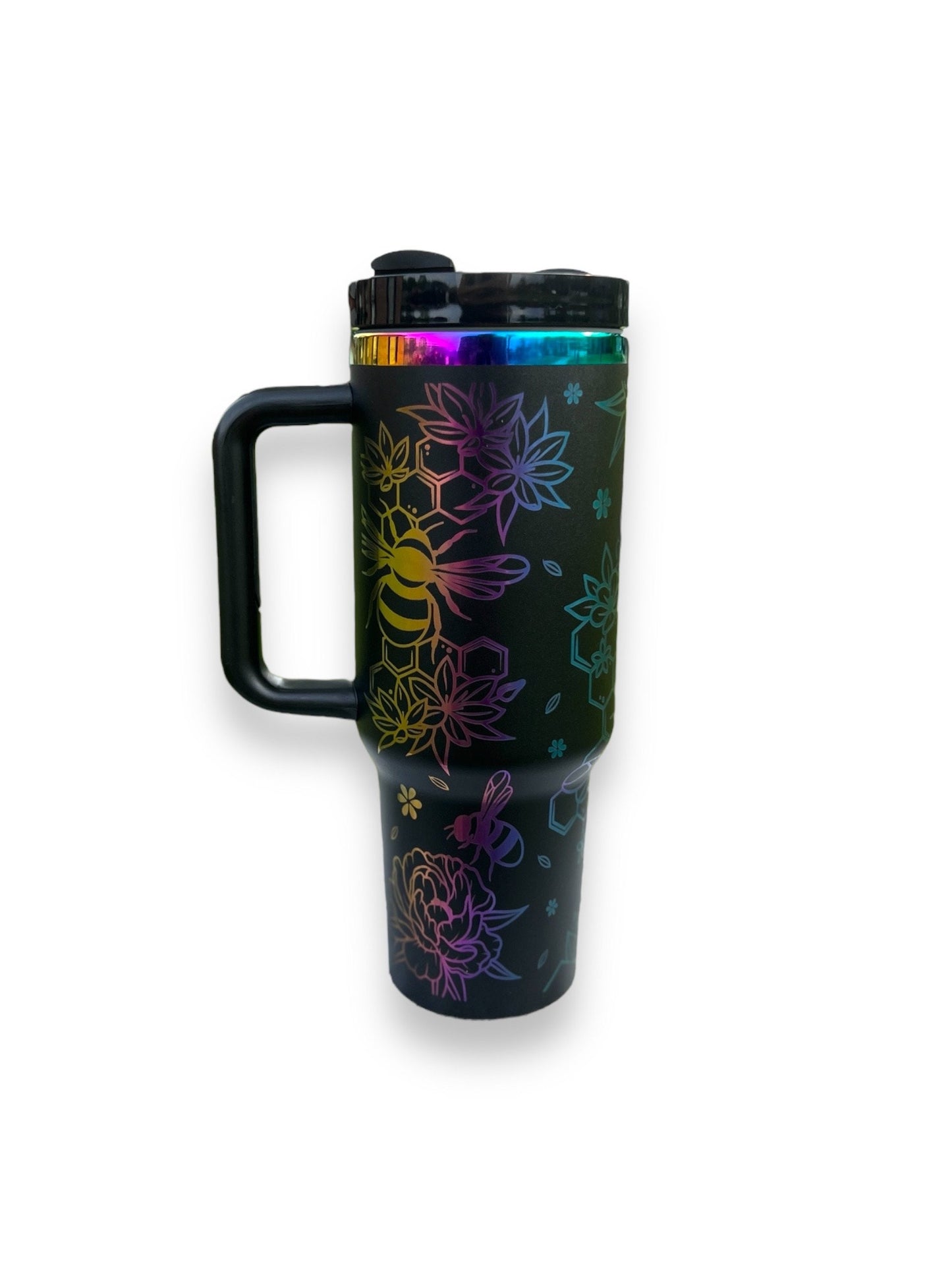 Save the Bee’s 40 oz spill proof Black Chroma holigraphic Tumbler