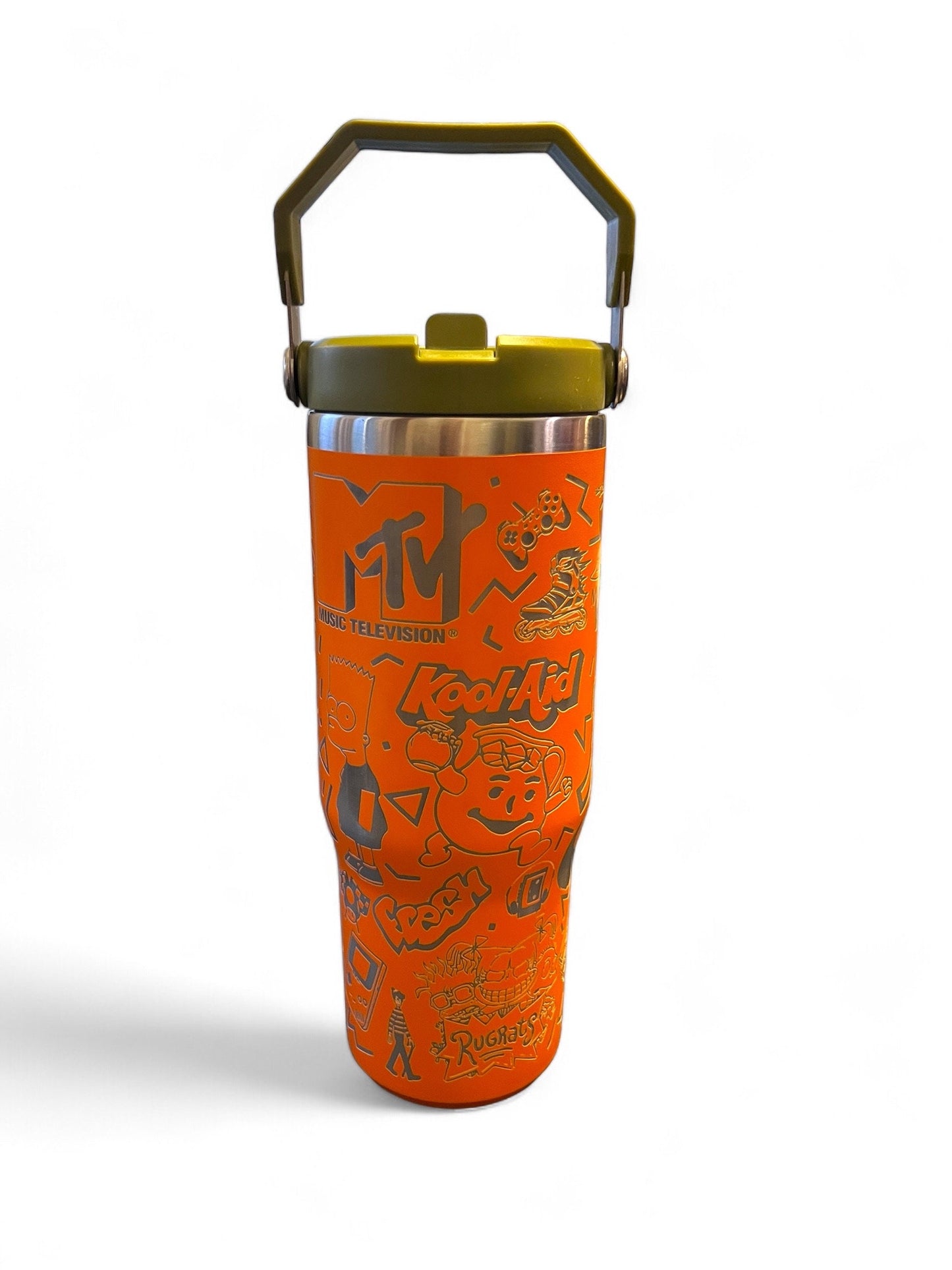 Take me back to the 90’s! Retro style 30 oz spill proof Tumbler with top carry handle